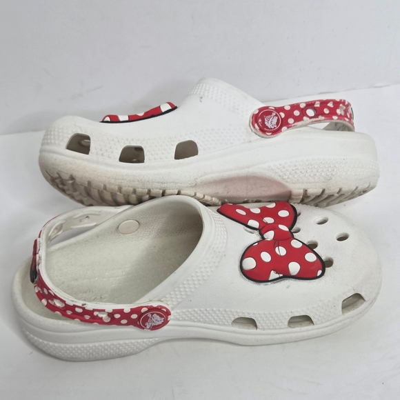 Crocs X Disney Minnie Mouse White Red Polk A Dot Bow Clogs Girls Size 13 - Picture 6 of 11